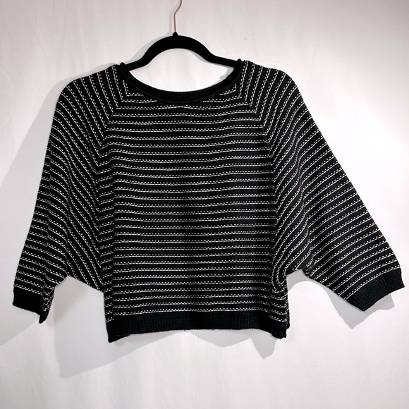 Vintage Tony Lambert Black and White Striped Women's Sweater - Picture 1 of 5